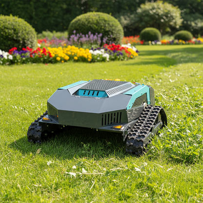 Remote Control Lawn Mower with Tracks, Gasoline Powered RC Grass Cutter for Steep Slopes and Large Yards