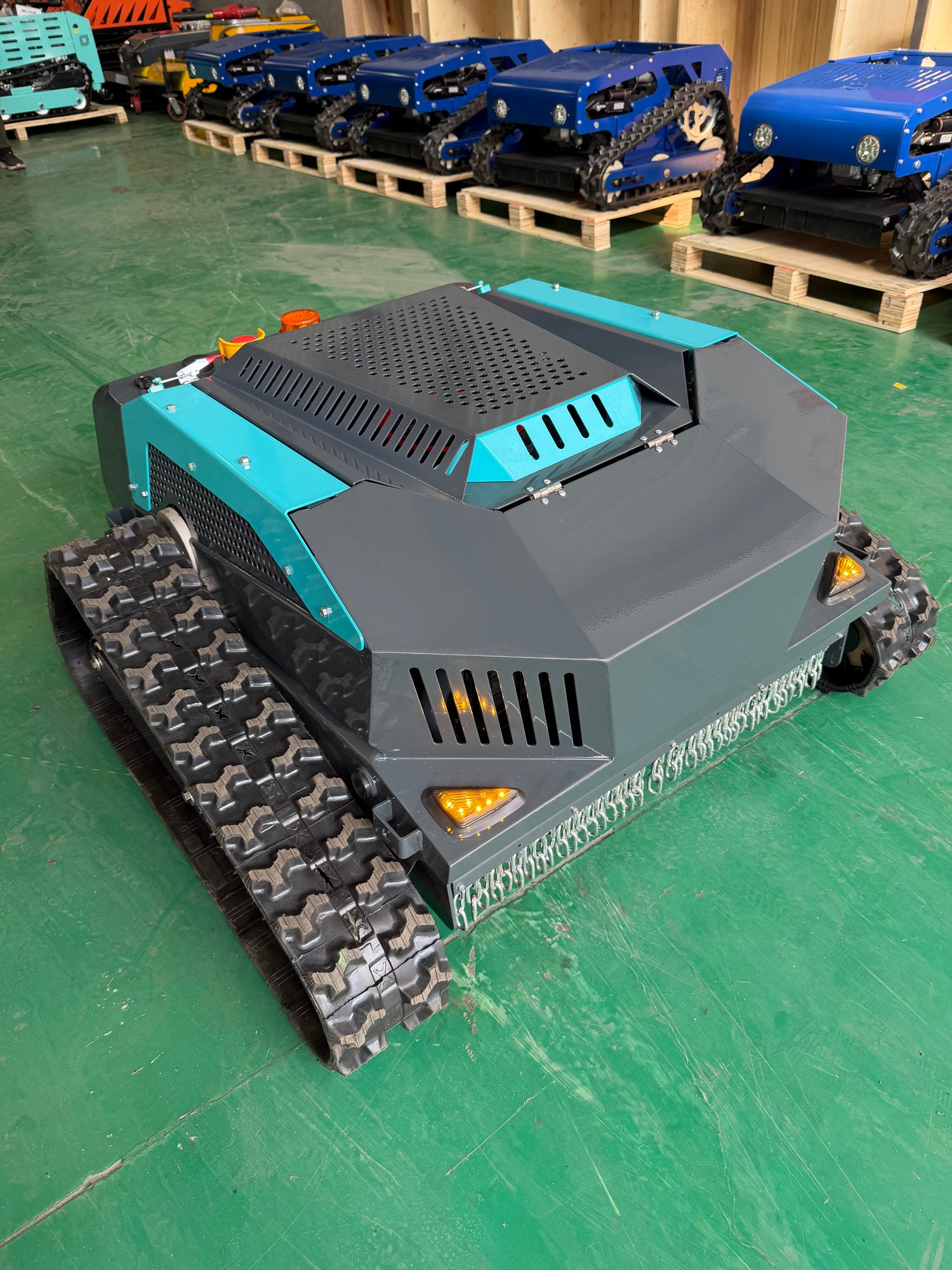 Remote Control Lawn Mower with Tracks, Gasoline Powered RC Grass Cutter for Steep Slopes and Large Yards