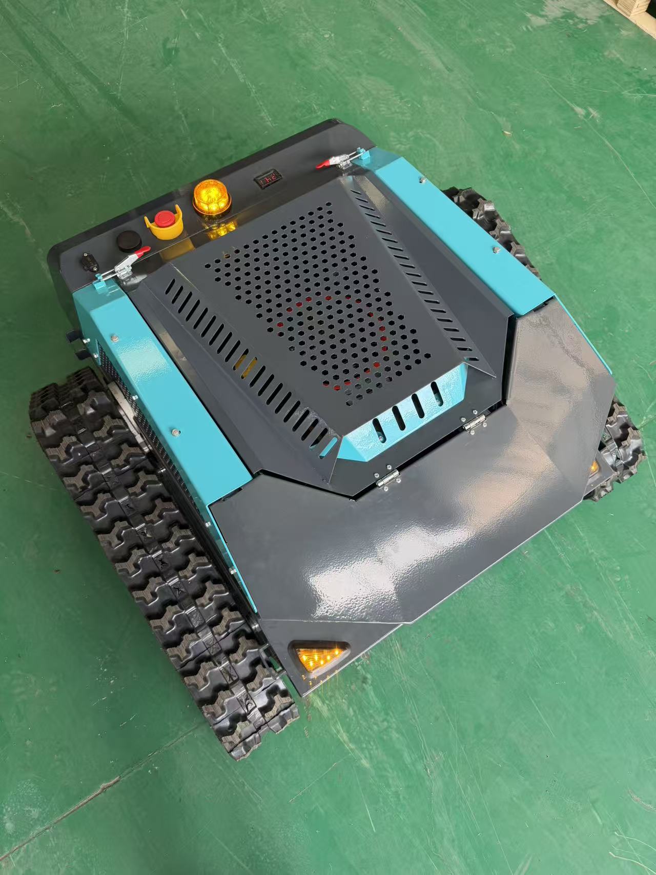 Remote Control Lawn Mower with Tracks, Gasoline Powered RC Grass Cutter for Steep Slopes and Large Yards