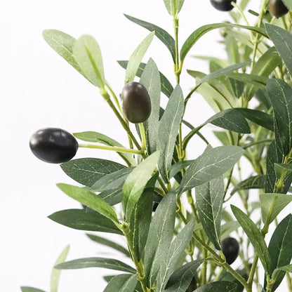 Olive Trees Artificial Indoor, Faux Olive Tree with White Tall Planter, Artificial Plants with Natural Wood Trunk and Lifelike Fruits for Home Office Decor